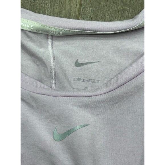 Nike Womens Twist Cropped Top Short Sleeve Crew Neck Swoosh Logo Purple Size 3X - Picture 5 of 10